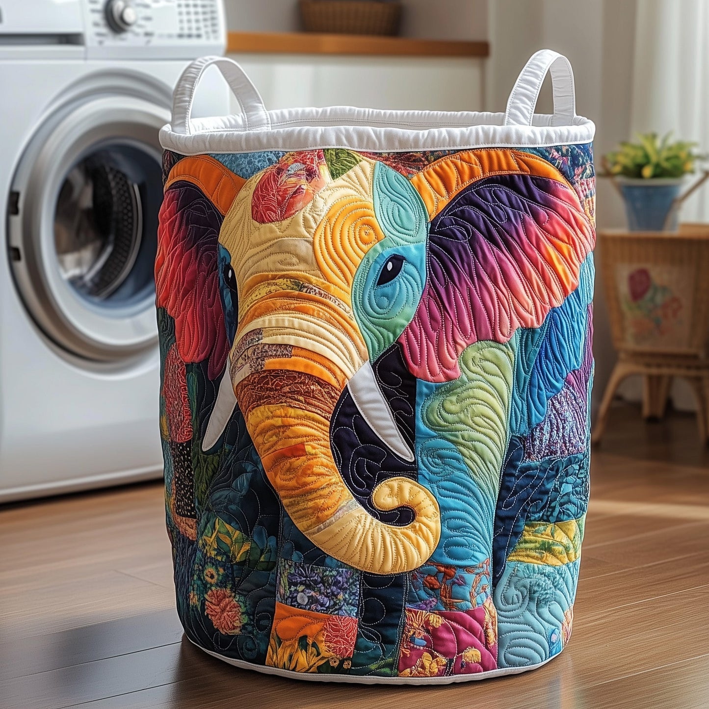 The Elephant Quilted Laundry Basket Tote 1826