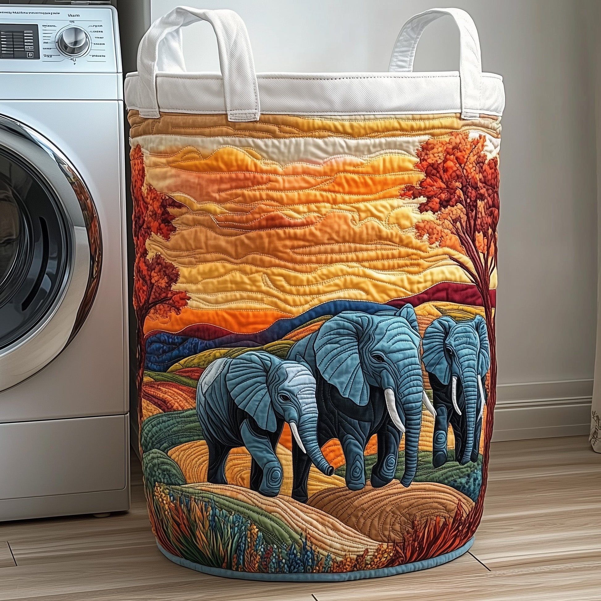 The Elephant Quilted Laundry Basket Tote 1829