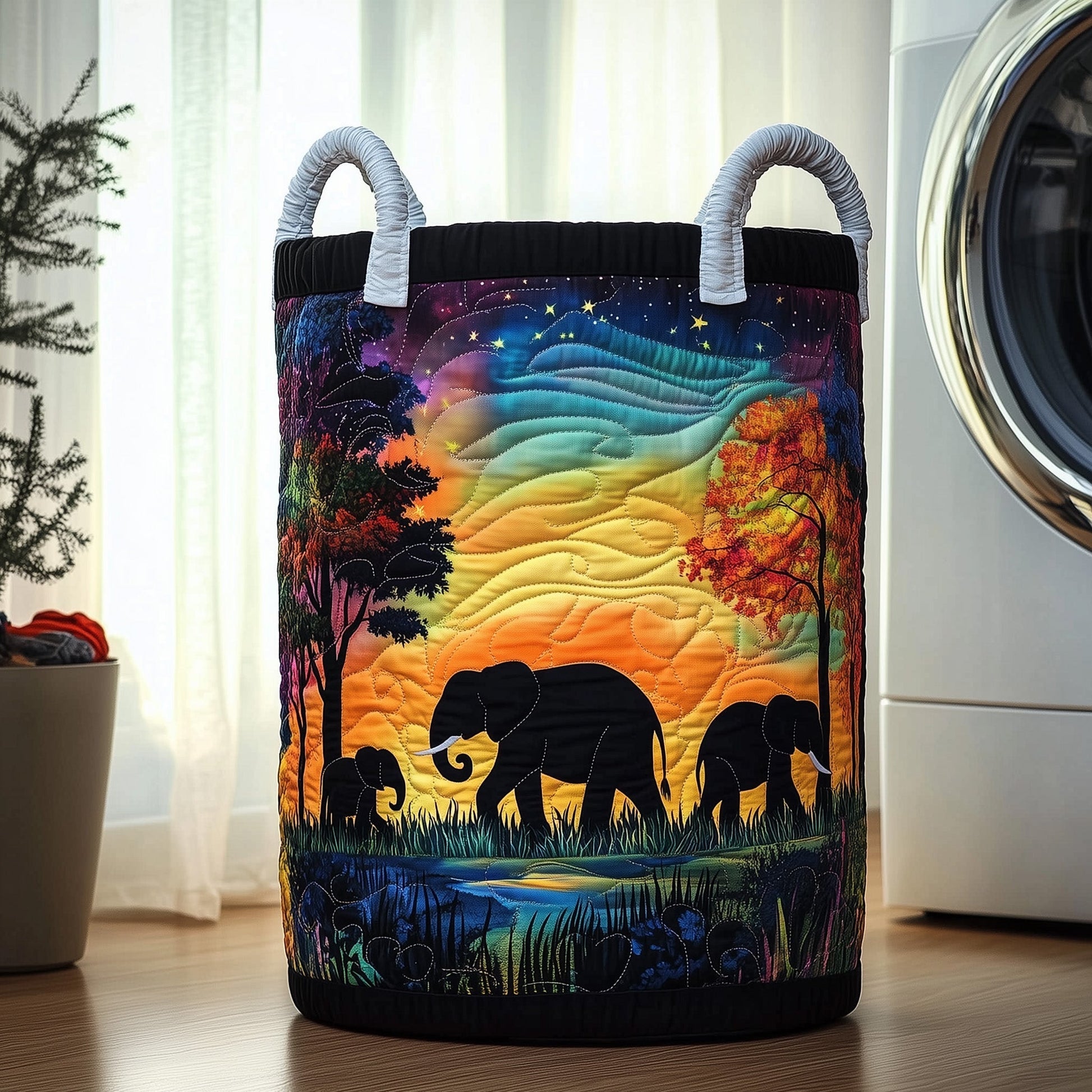The Elephant Quilted Laundry Basket Tote 1830