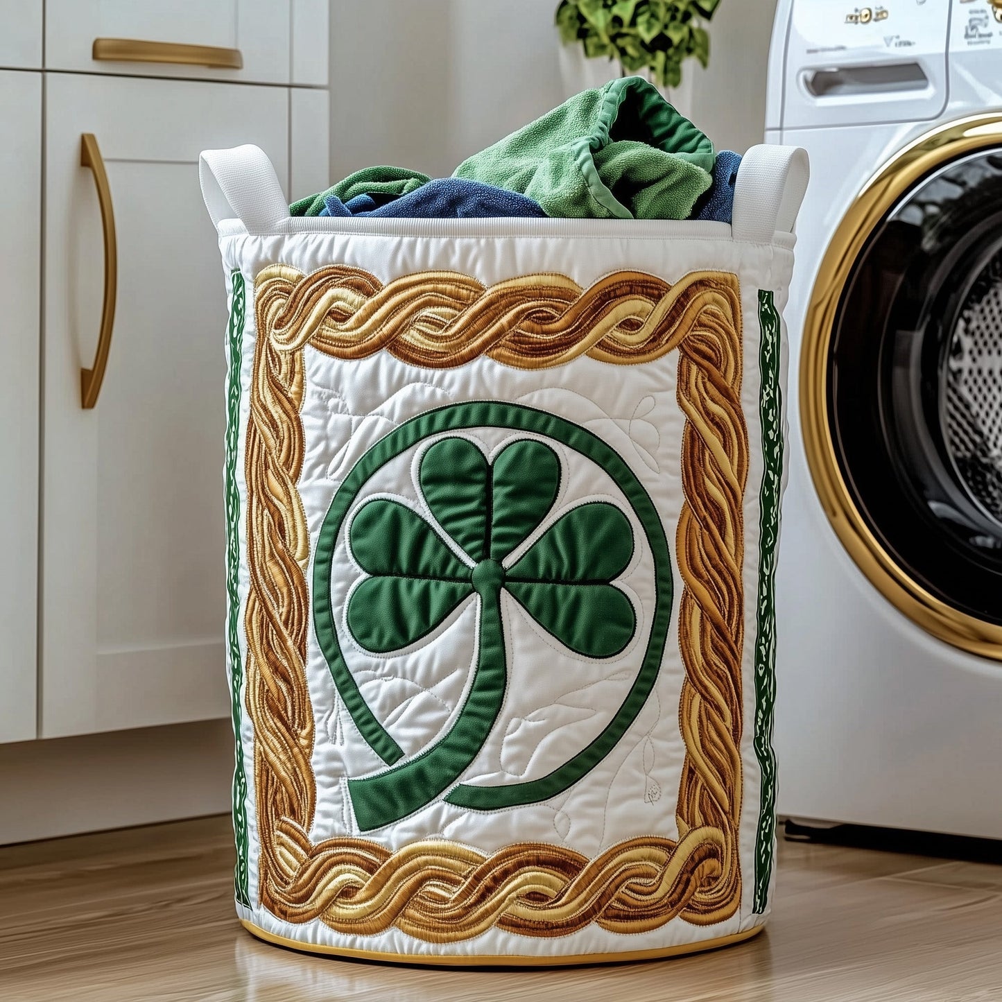 The Irish Shamrock Quilted Laundry Basket Tote 1835