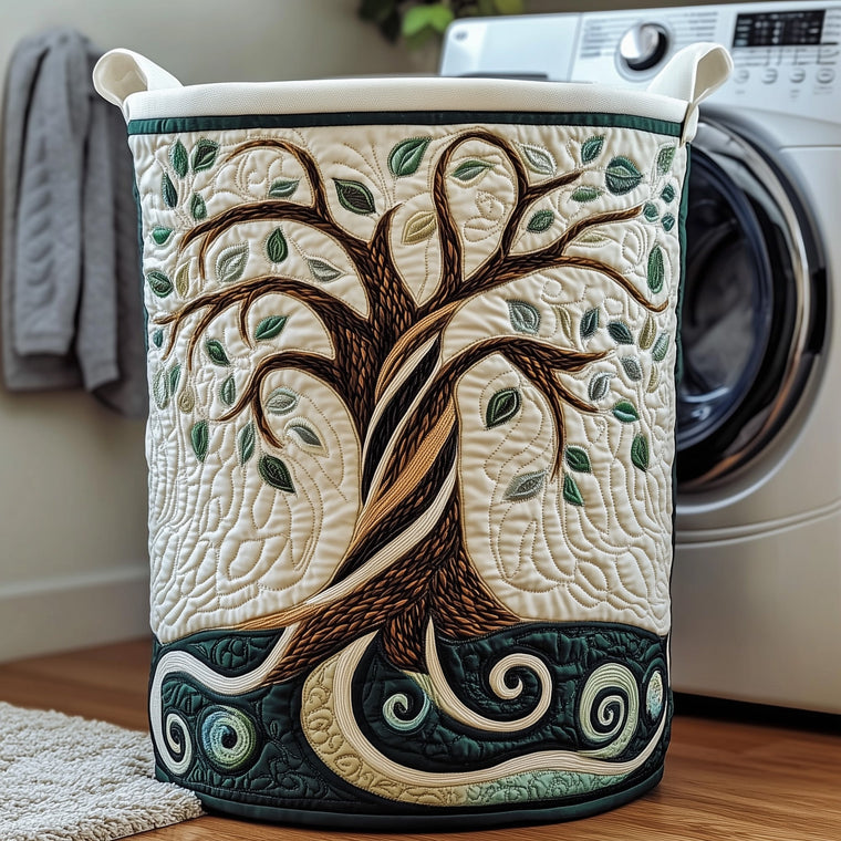 The Ancient Tree Quilted Laundry Basket Tote 1841