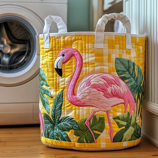 The Tropical Flamingo Quilted Laundry Basket Tote 1846