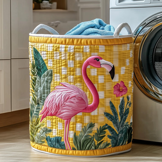 The Tropical Flamingo Quilted Laundry Basket Tote 1847