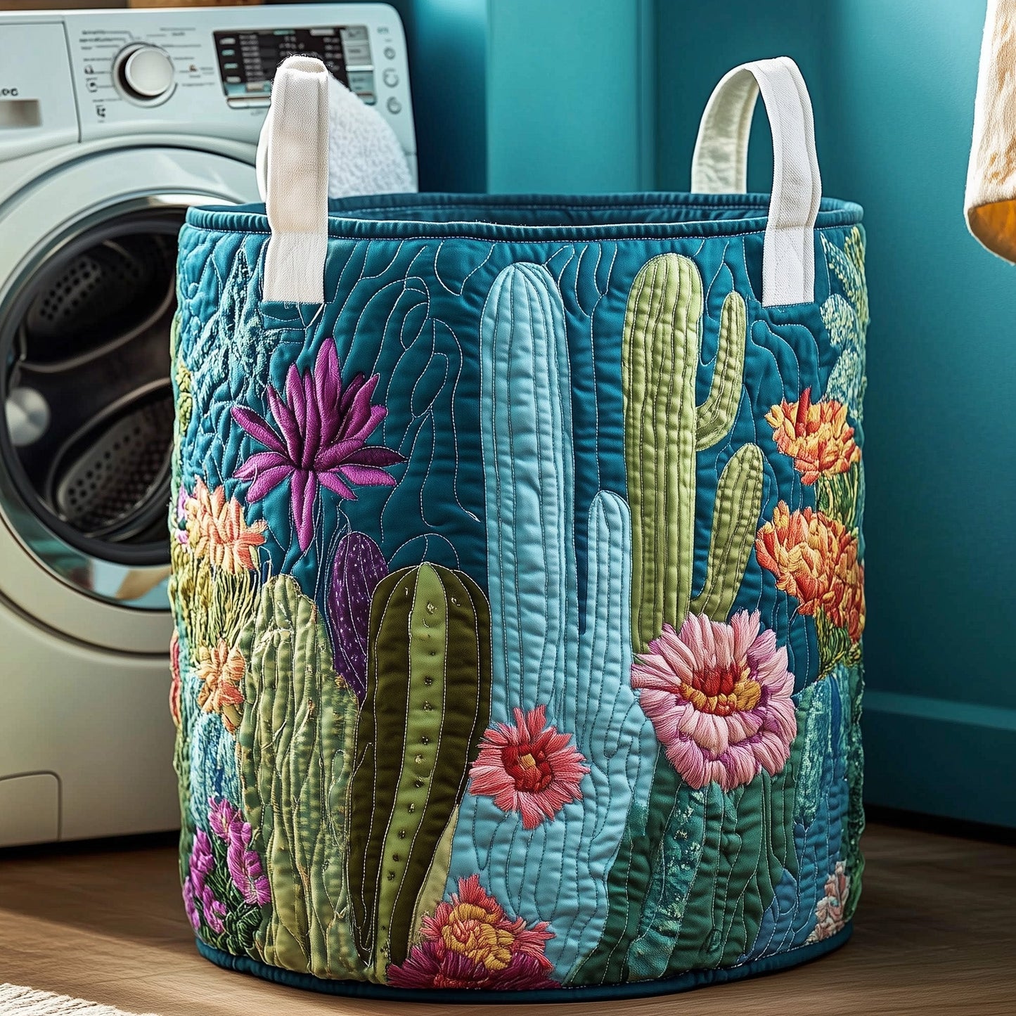 The Cactus Haven Quilted Laundry Basket Tote 1852