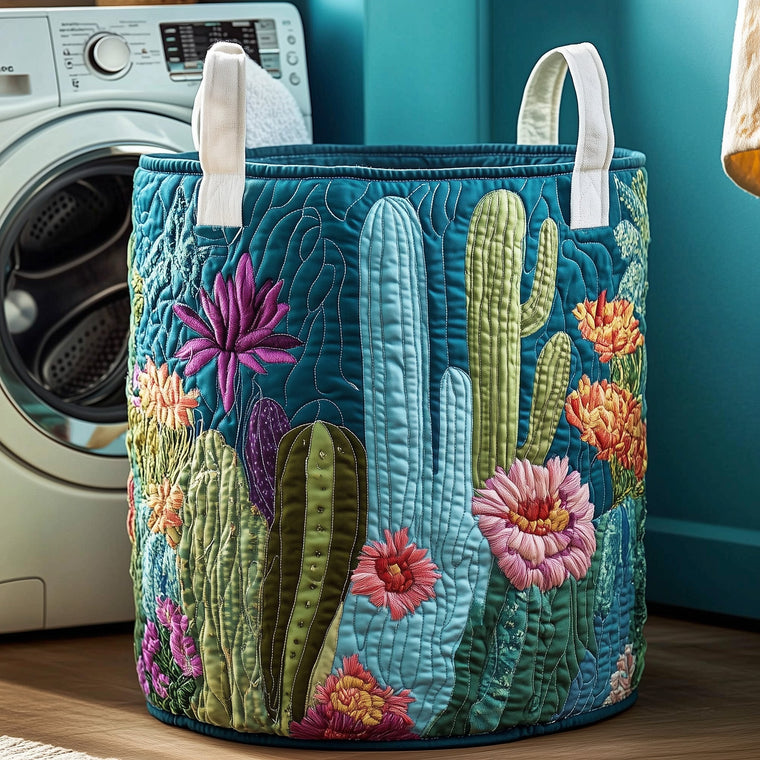 The Cactus Haven Quilted Laundry Basket Tote 1852