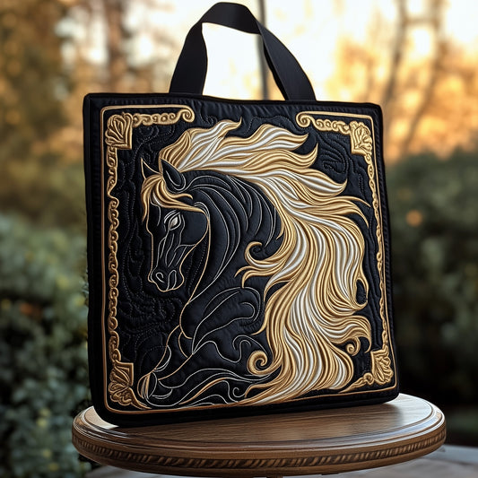 Everyday Horse Embroidery Quilted Tote