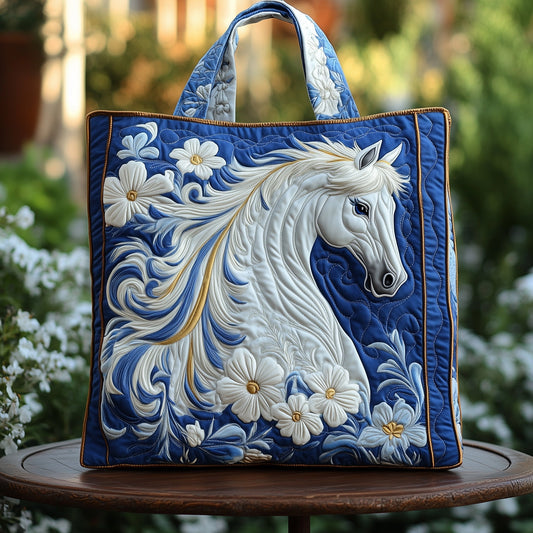 The Blue Porcelain Horse Quilted Tote