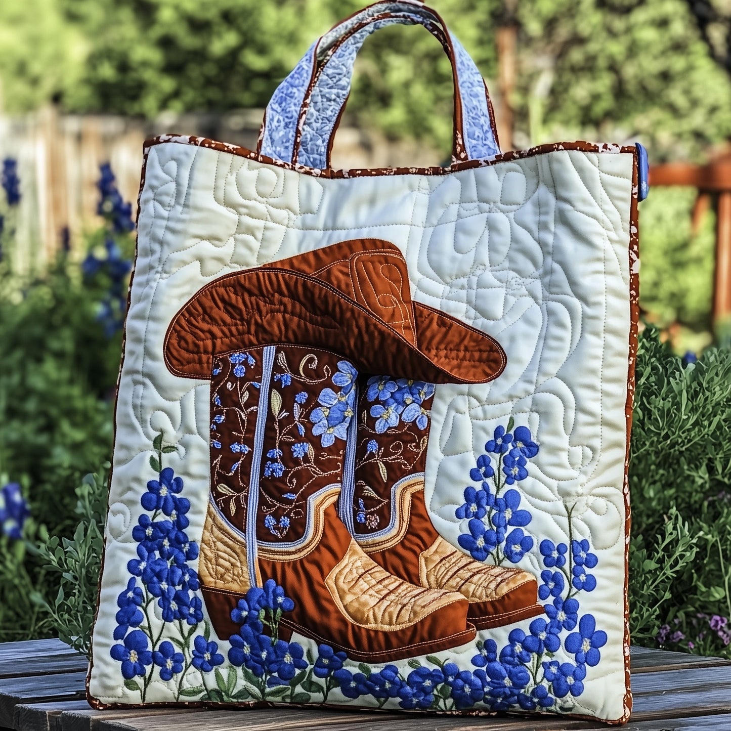 The Bluebonnet Cowgirl Quilted Tote