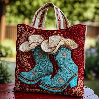Everyday Cowboy Boots Quilted Tote