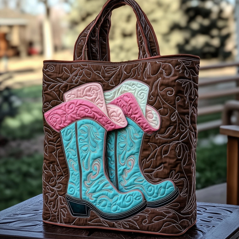 Colorful Cowboy Boots Quilted Tote