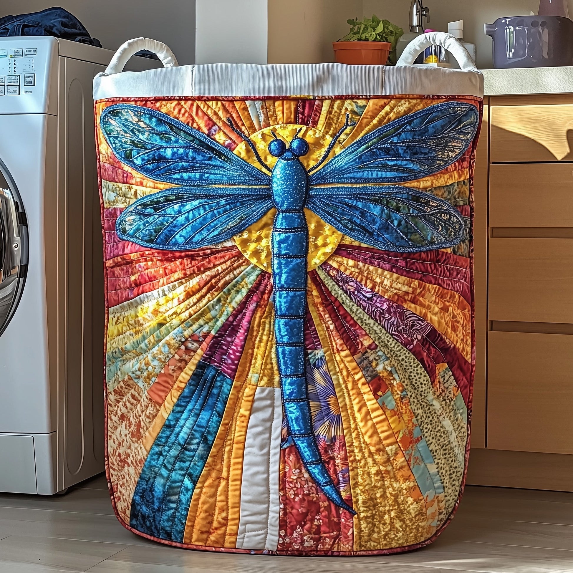 Dragonfly Charm Laundry Quilted Tote