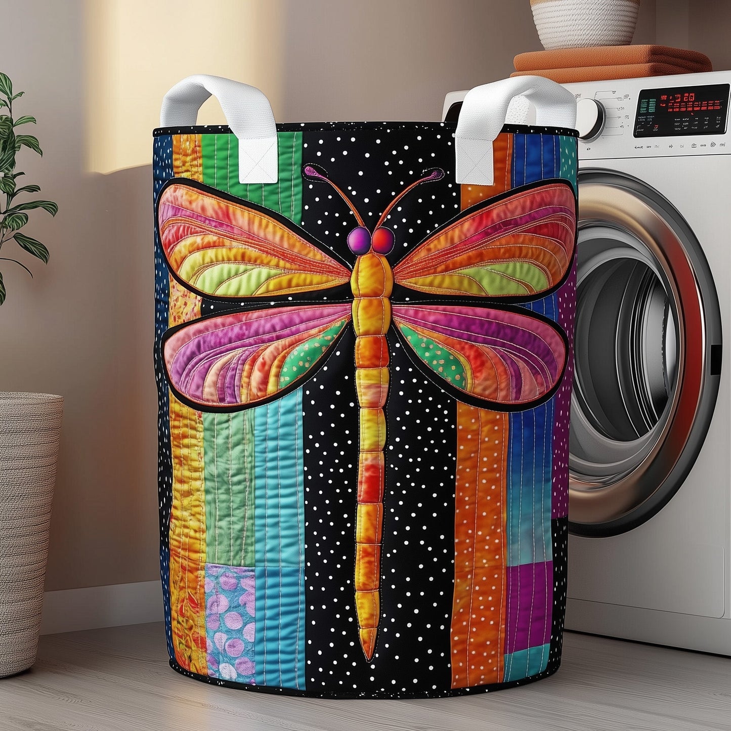 The Dragonfly Charm Quilted Laundry Basket Tote 1886