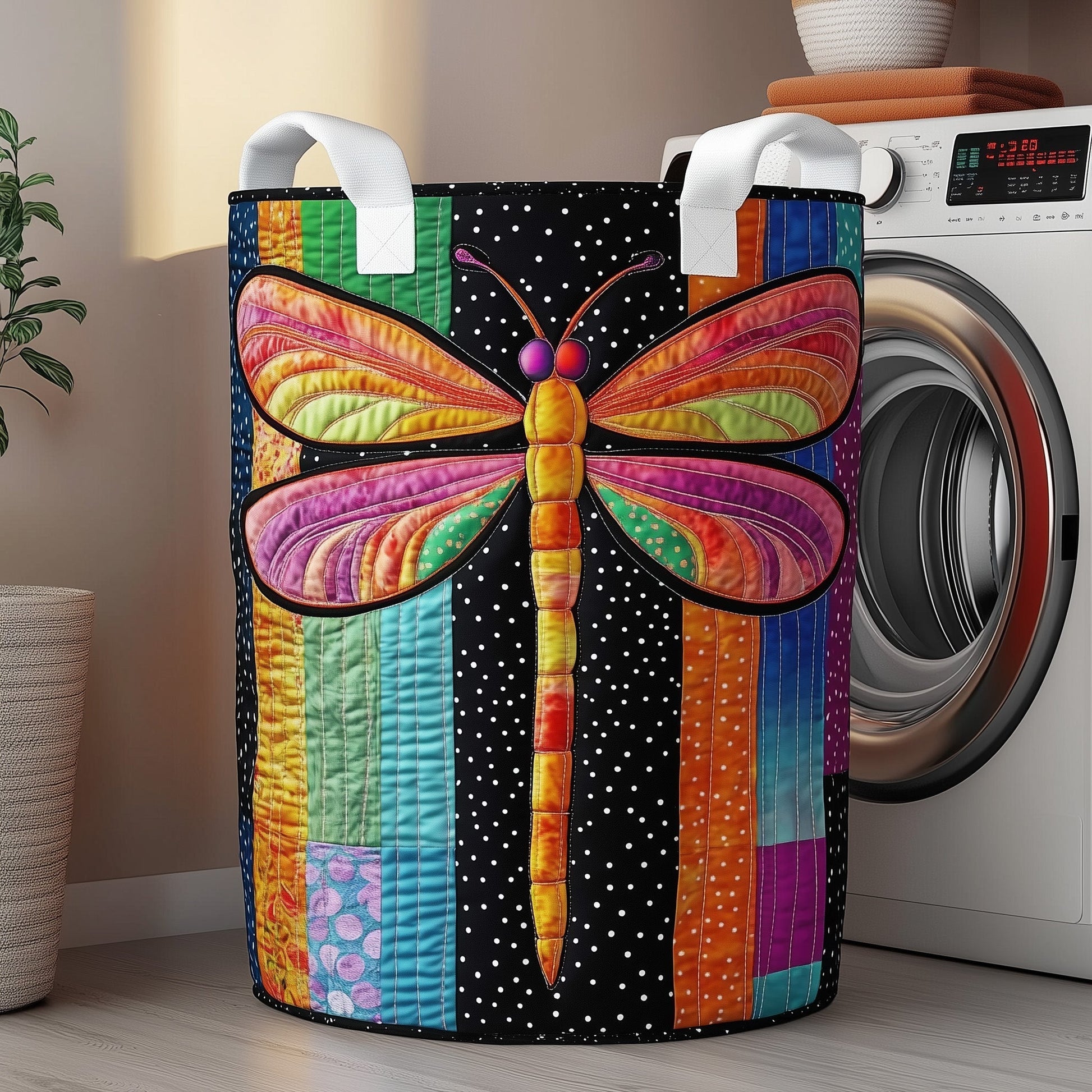 The Dragonfly Charm Quilted Laundry Basket Tote 1886