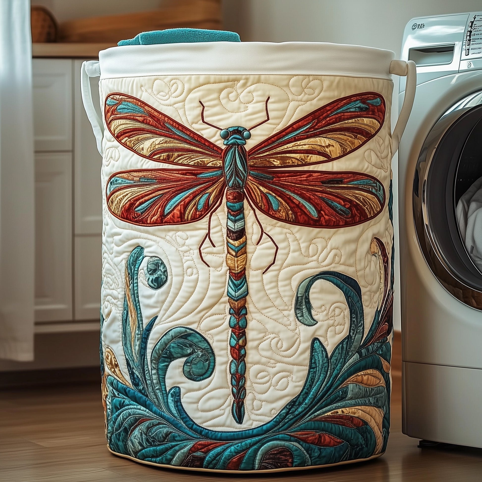 The Dragonfly Charm Quilted Laundry Basket Tote 1890