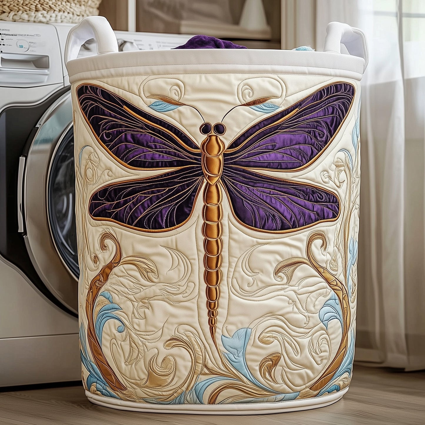 The Dragonfly Charm Quilted Laundry Basket Tote 1891