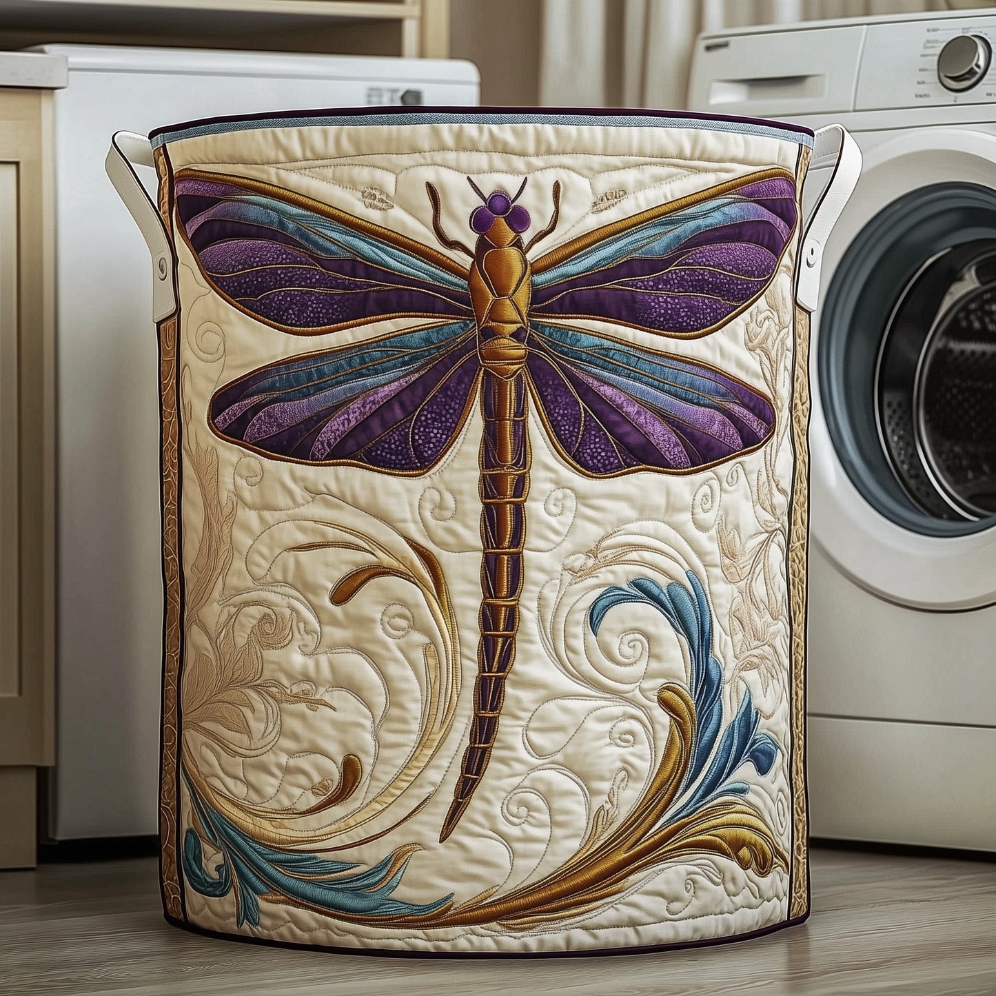 The Dragonfly Charm Quilted Laundry Basket Tote 1892