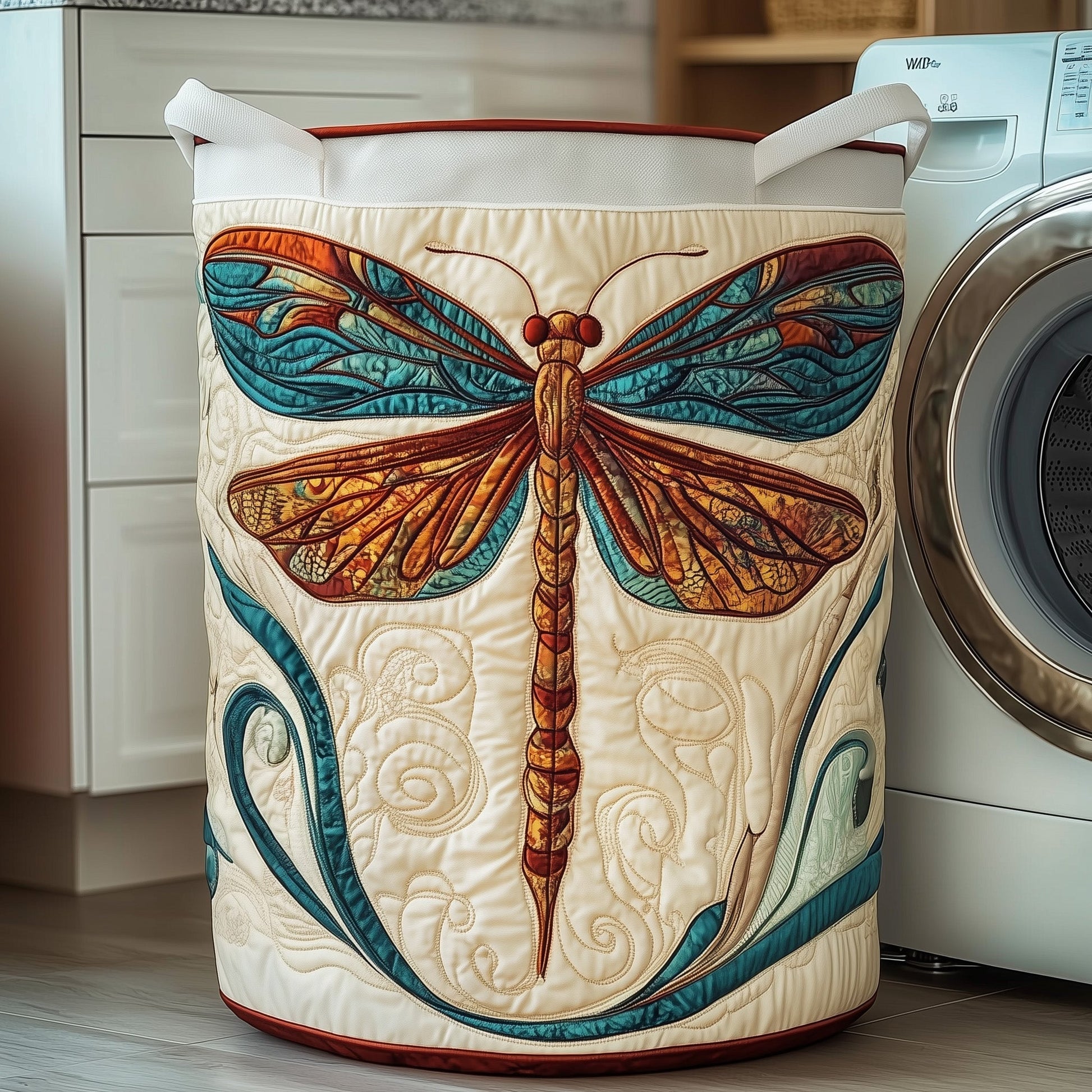The Dragonfly Charm Quilted Laundry Basket Tote 1893