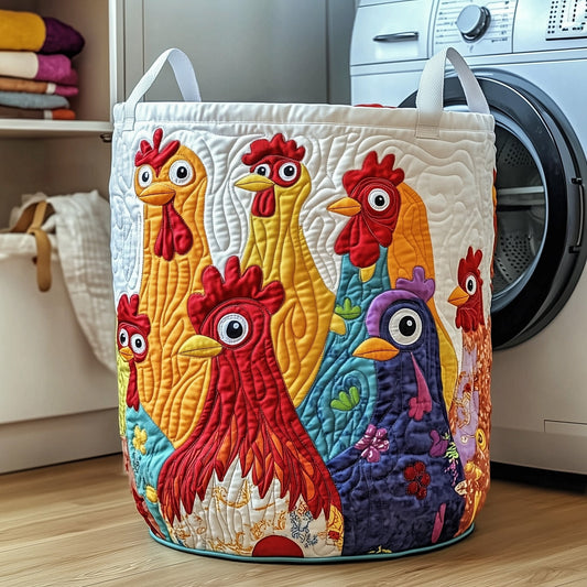The Funky Chicken Quilted Laundry Basket Tote 1913