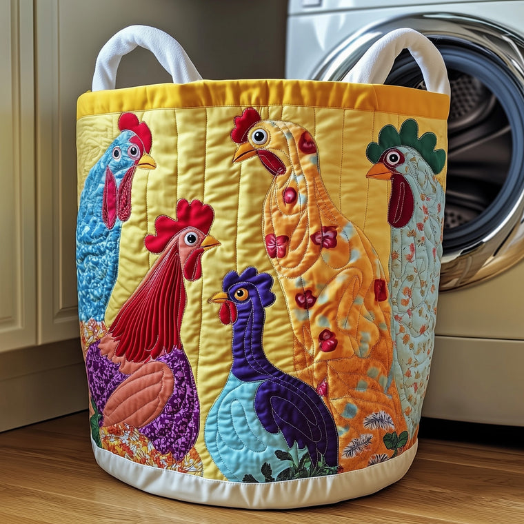 The Funky Chicken Quilted Laundry Basket Tote 1915