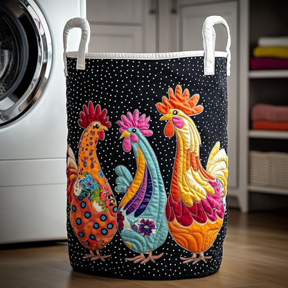 The Funky Chicken Quilted Laundry Basket Tote 1917