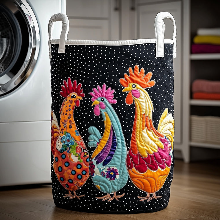 The Funky Chicken Quilted Laundry Basket Tote 1917