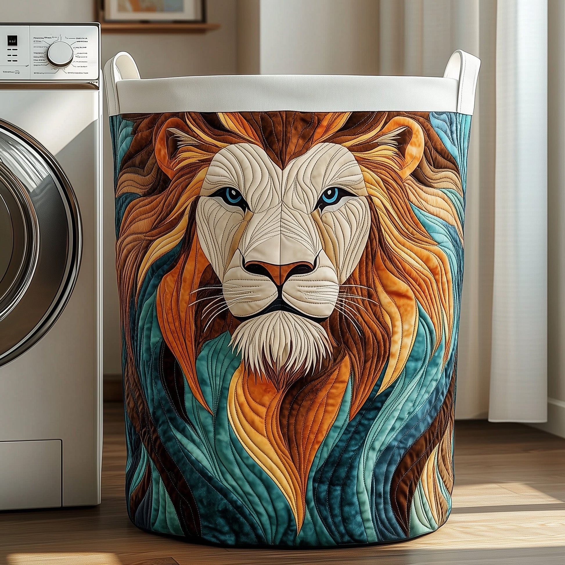 The Majestic Lion Quilted Laundry Basket Tote 1927