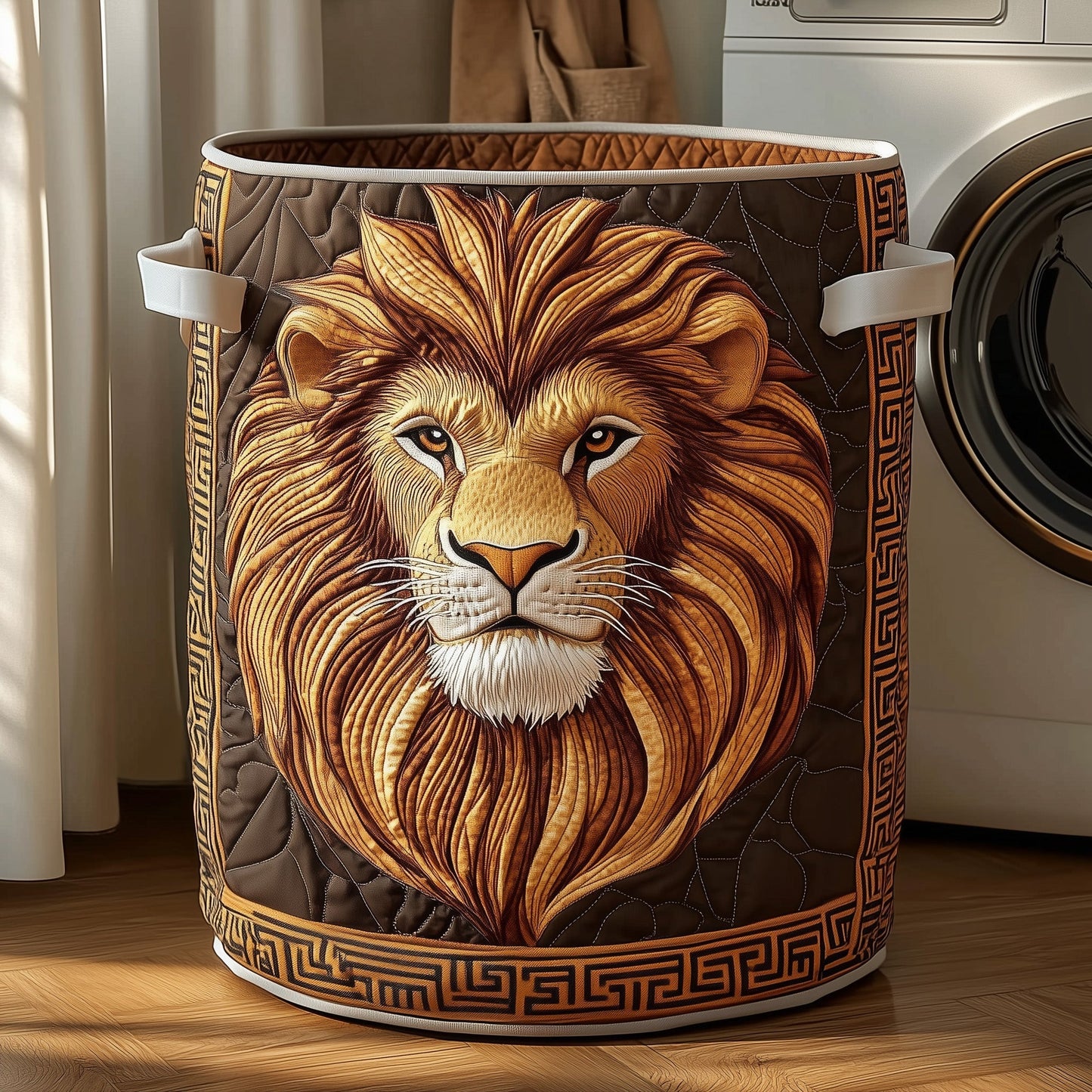 The Majestic Lion Quilted Laundry Basket Tote 1931