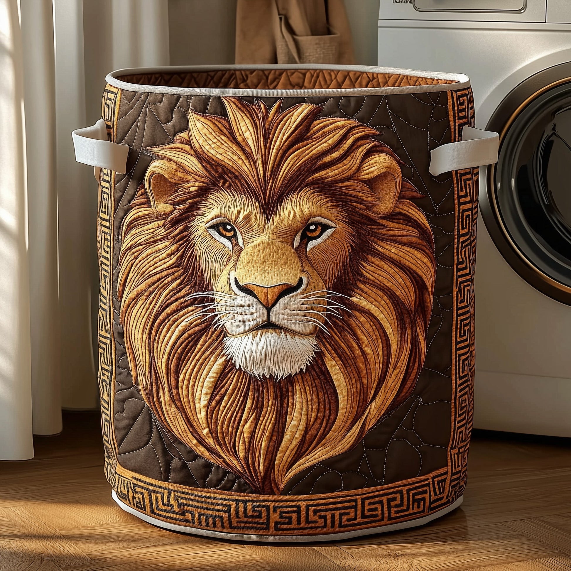 The Majestic Lion Quilted Laundry Basket Tote 1931