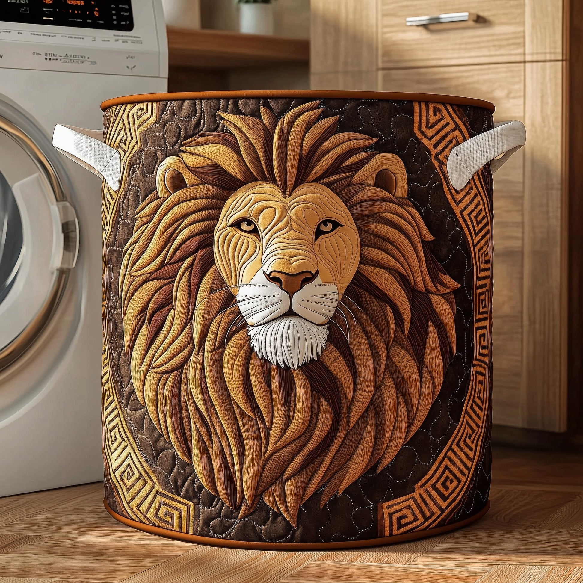 The Majestic Lion Quilted Laundry Basket Tote 1932