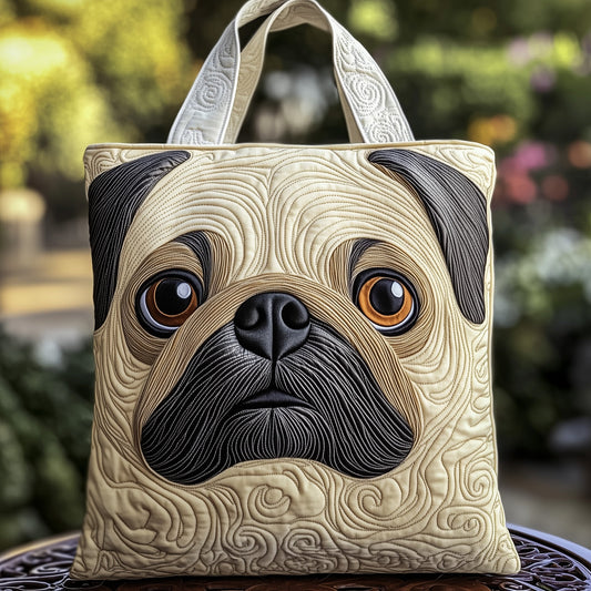Pug Dog Face Quilted Tote