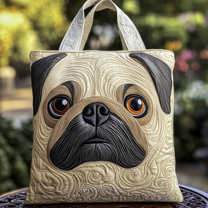Pug Dog Face Quilted Tote