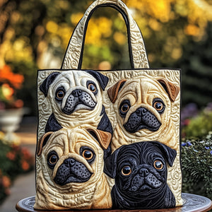 Everyday Pug Dogs Quilted Tote