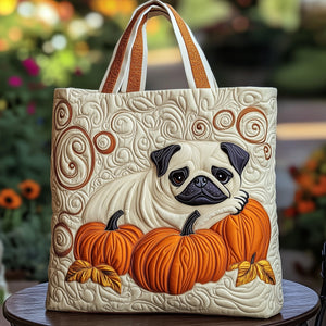 The Pug Pumpkin Quilted Tote