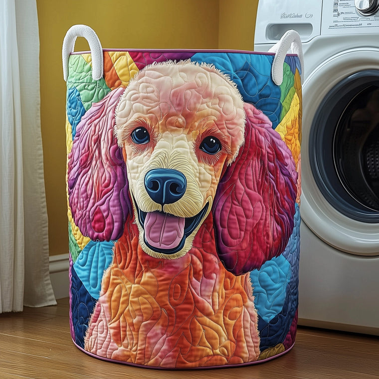 The Poodle Charm Quilted Laundry Basket Tote 1949