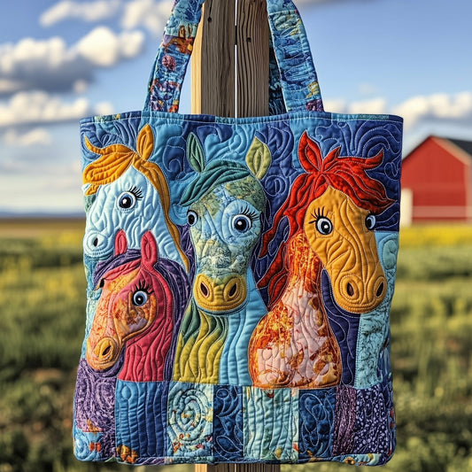 Colorful Farm Animal Faces Quilted Tote