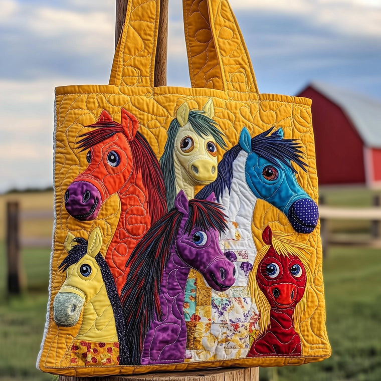 The Playful Horses Quilted Tote