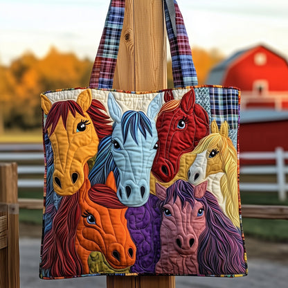 Colorful Horse Faces Tote Bag