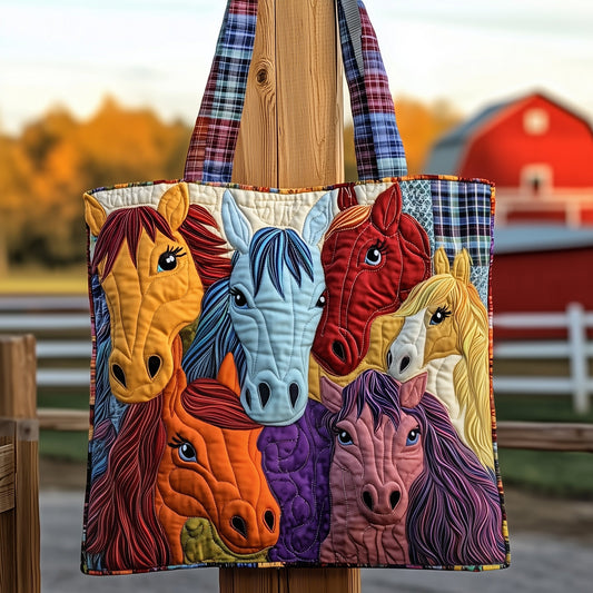 Colorful Horse Faces Tote Bag