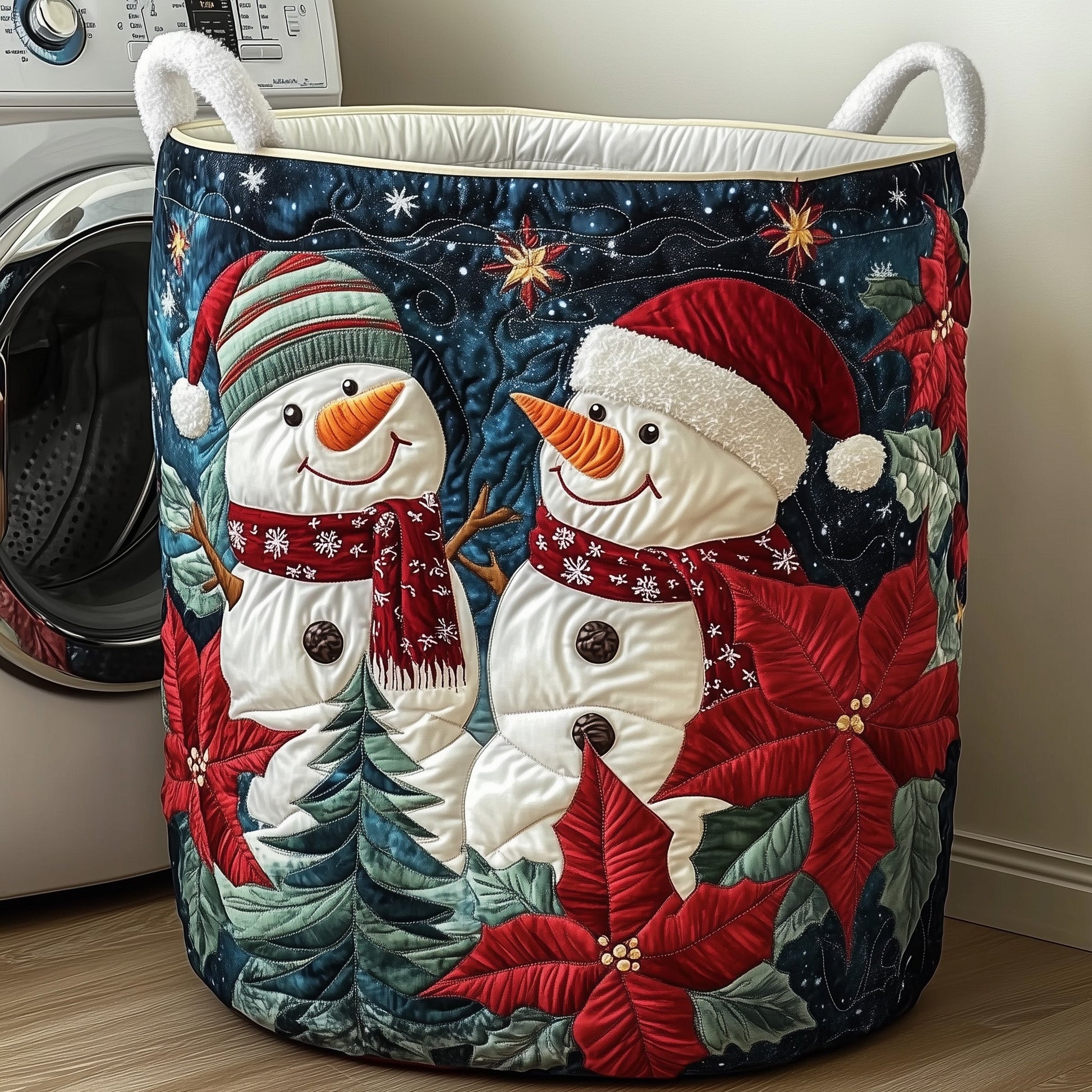 Happy Snowman Laundry Quilted Tote
