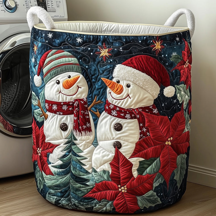 Happy Snowman Laundry Quilted Tote