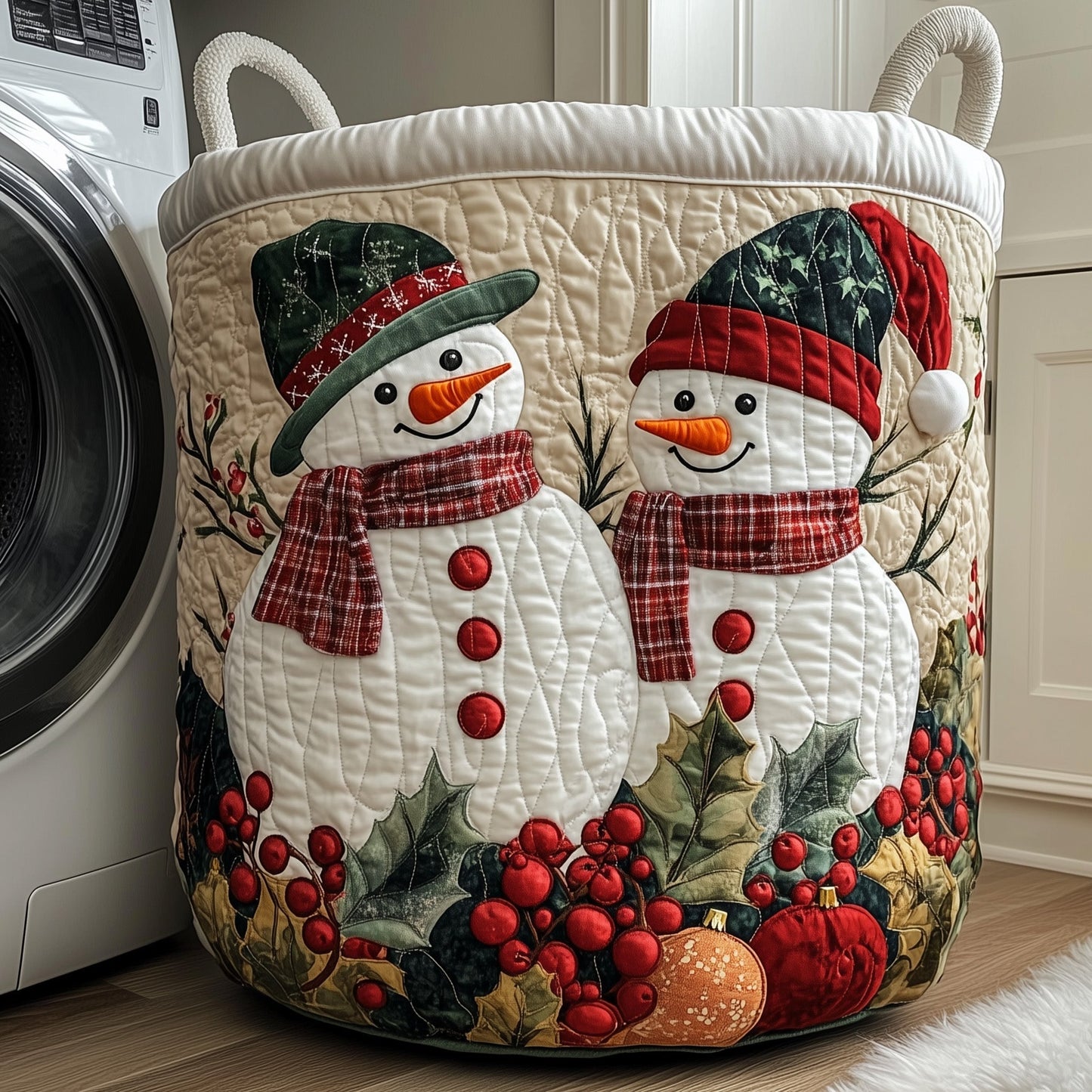 Happy Snowman Laundry Tote Bag