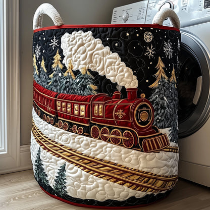 The Holiday Express Quilted Laundry Basket Tote 1992
