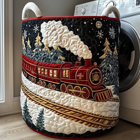 The Holiday Express Quilted Laundry Basket Tote 1992
