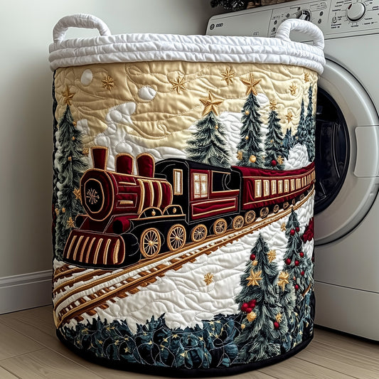 The Holiday Express Quilted Laundry Basket Tote 1993