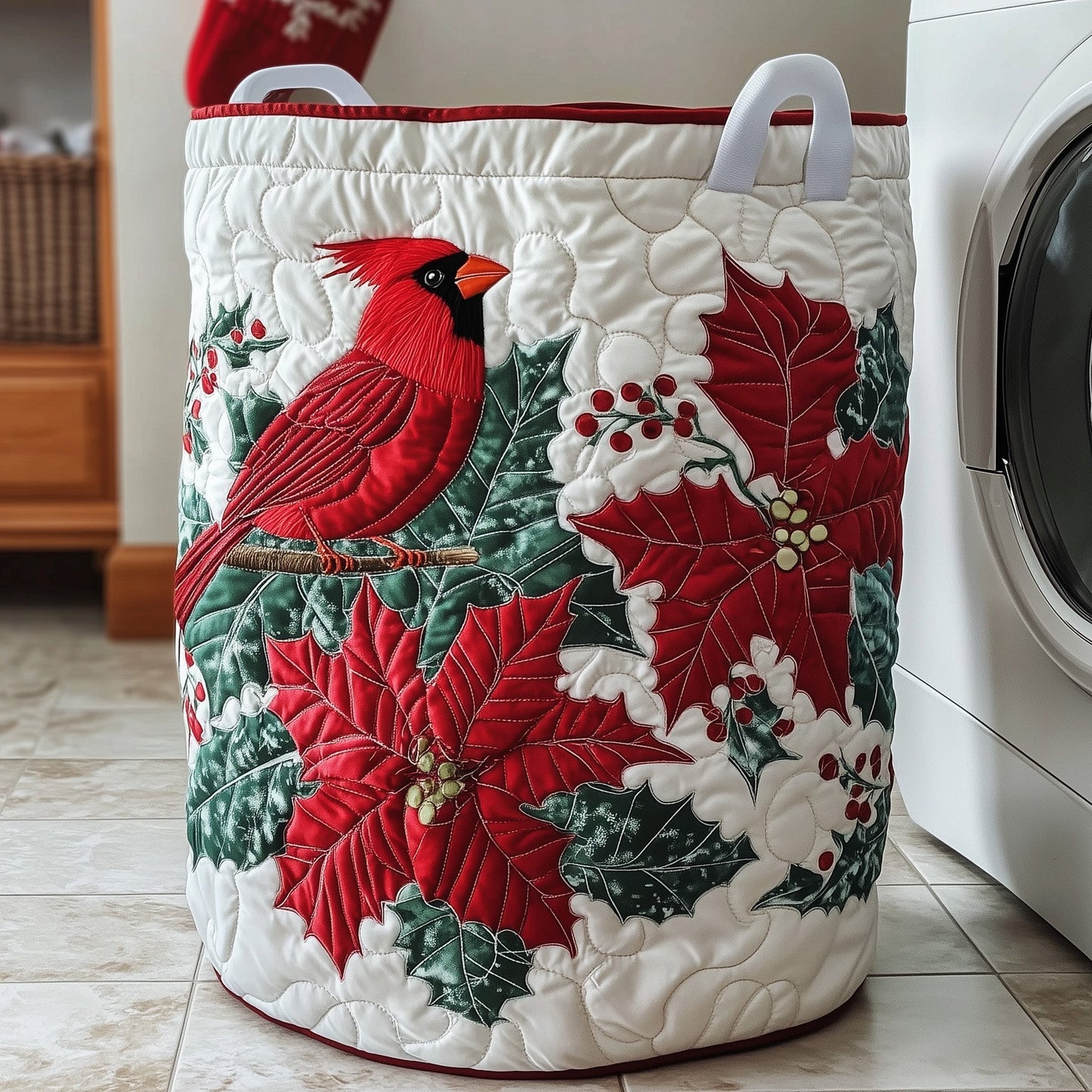 Winter Cardinal Laundry Quilted Tote