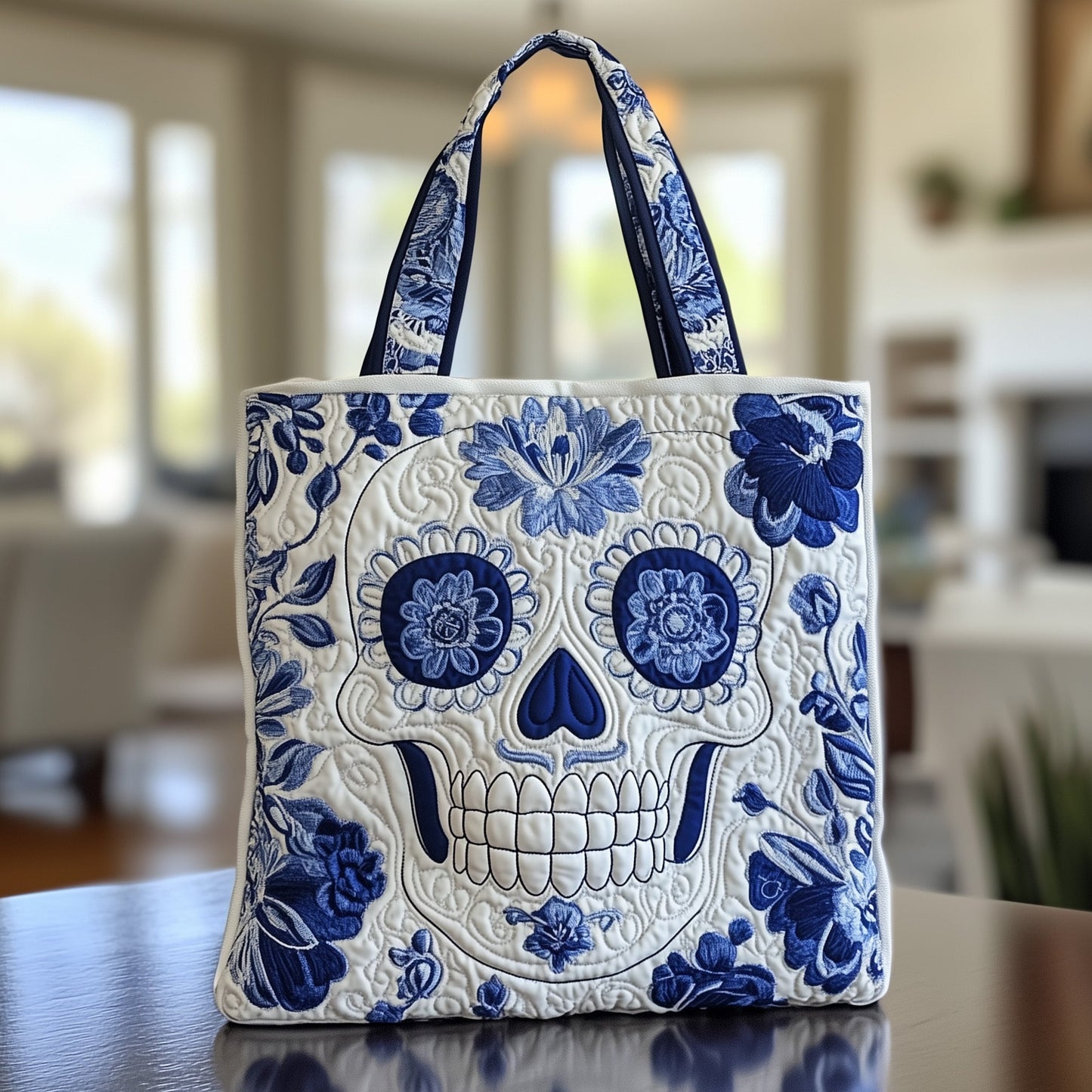 The Porcelain Skull Quilted Tote