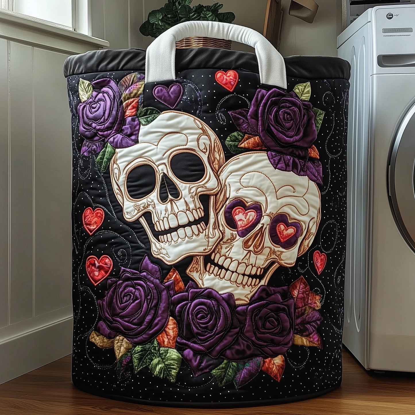 The Dark Elegance Quilted Laundry Basket Tote 2034