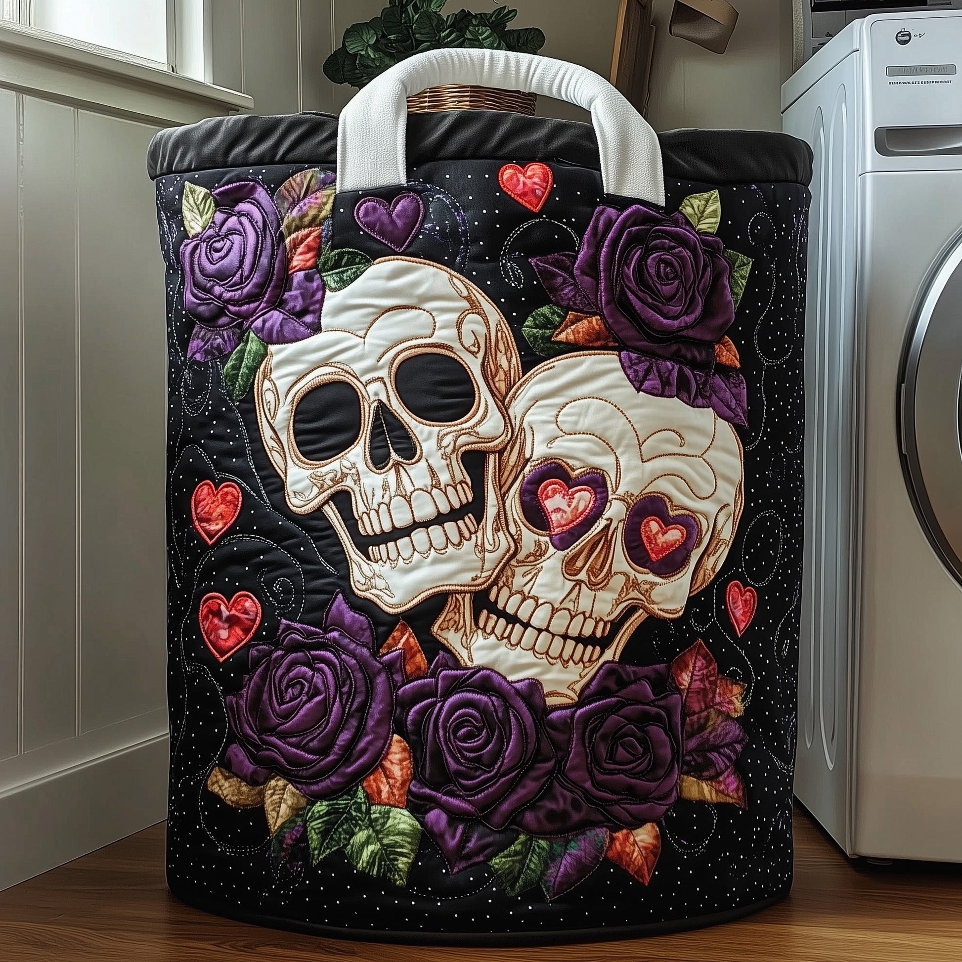 The Dark Elegance Quilted Laundry Basket Tote 2034