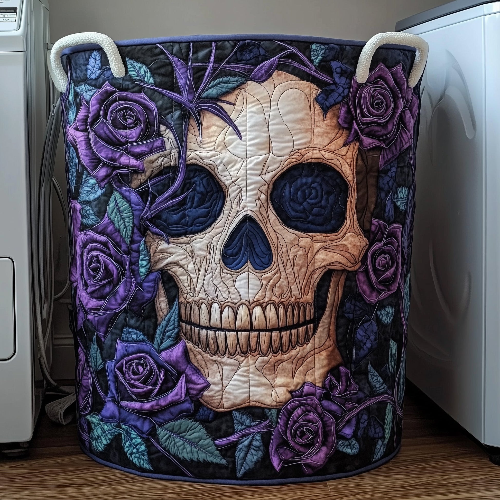 The Dark Elegance Quilted Laundry Basket Tote 2037