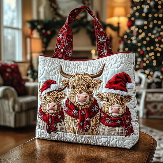 Highland Cow Christmas Tote Bag